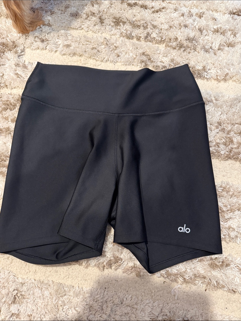 ALO Yoga Black High-Rise Bike Shorts with Subtle Logo